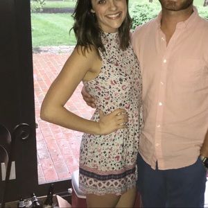 Blue and pink floral romper